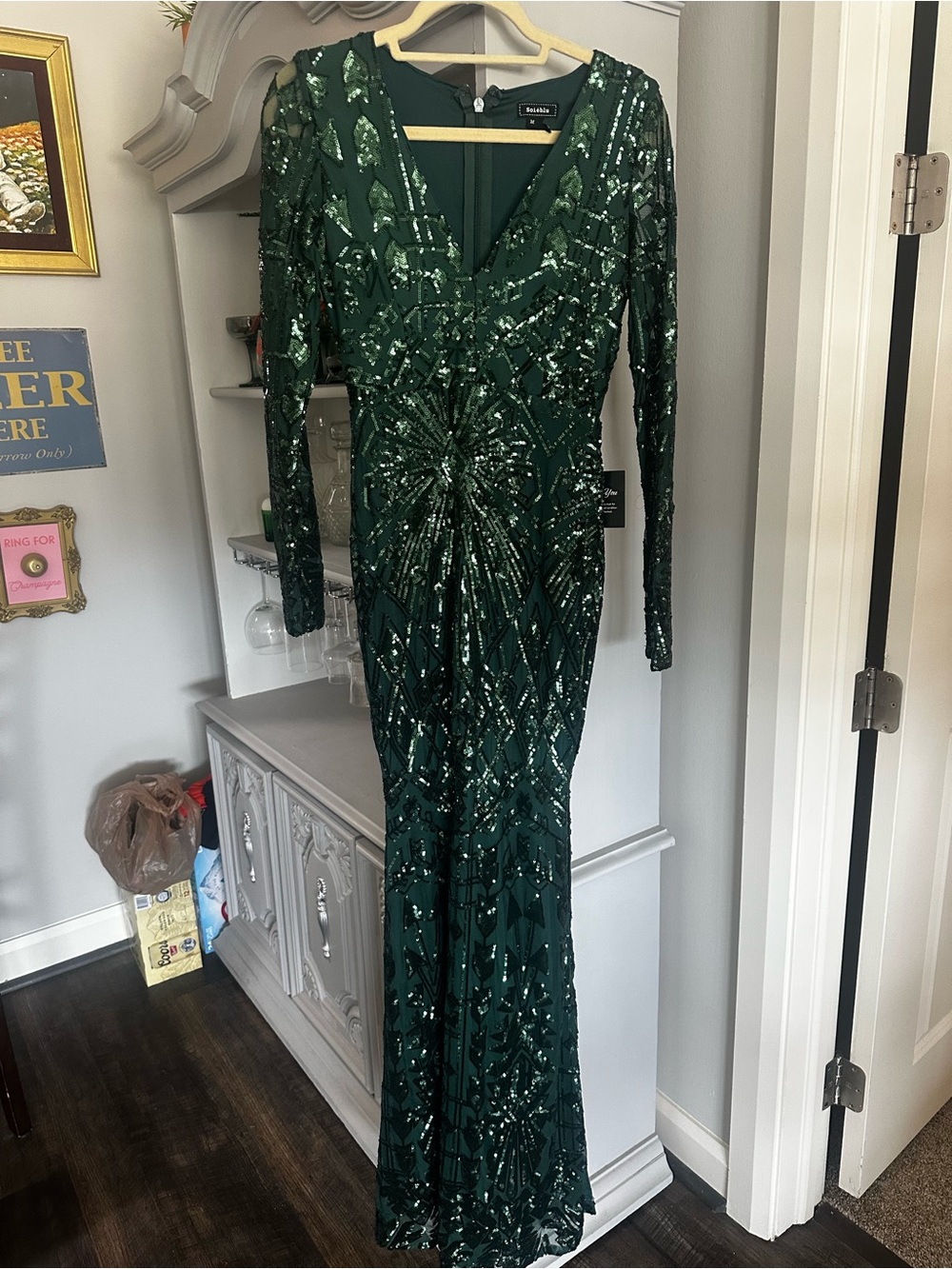 Baltic Born Emerald Green Sequin Maxi Gown - Picture 2 of 5